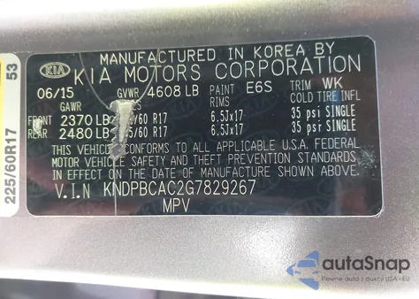 2016 Kia Sportage Lx из США, поврежденный, VIN KNDPBCAC2G7829267